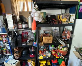 Air Mattress; Table Top BBQ Grill; Baseballs; Baseball Gloves; Pool Floats; Tonka Trucks; Little Tikes Train; Toys; Paper Towel Dispenser; Camo Car Seat Covers