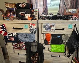 Harley Davidson Diecast Model Bikes, Trucks and Cars; HD Pig Bank; HD Picnic Blanket; Drawstring Bags **Dressers NOT for Sale**