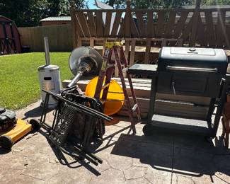 Tires; Lawnmower; Tree Stand; Ladder; Patio Heater; Char Broil Gas Grill