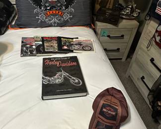 Harley Davidson Books; Pillows; Hat; Memory Box; Lamp with Sound