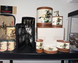 Winchester Canisters, S&P Shakers, Bathroom Vanity Set, Shower Curtain, Hooks