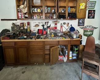 Garage Items; Lightbulbs; Wooden Step Stool/ Ironing Board