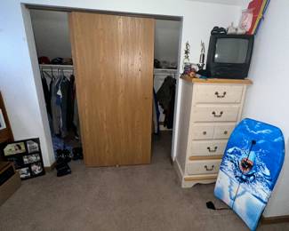Chest of Drawers; Boogie Board; Emerson TV with VCR; Trophies; Boys Clothes; Boys Wrestling Singlets; Baseball Hats; CM Eagles Clothes; Ladies Formal Dresses; Mens Clothes