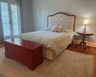 Tufted Upholstered Headboard (62"H x 63"W) Queen Bed with Lane Cedar Trunk