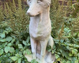 Concrete Fox with Pedestal Outdoor Statue