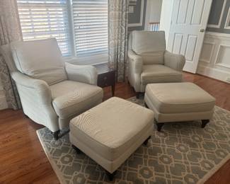 Bassett Upholstered Armchair with Ottoman (32"W x 40"D x 36" Back Height / Ottoman - 27"W x 23"D x 16"H) (Pair)