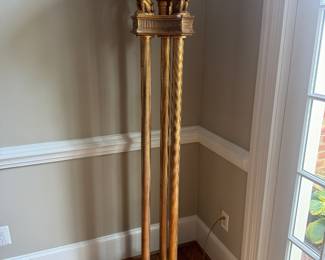 Vintage Neoclassical Torchiere Floor Lamp with Monkey Figures