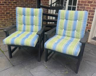 Highland Outdoor Armchairs with Cushions (27"W x 29"D x 33" Back Height / Pair)