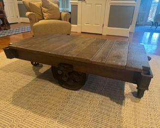 Arhaus Industrial Railroad Cart Coffee Table (54"D x 36"W x 16"H)