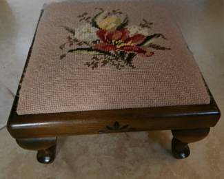 Small needlepoint footstool