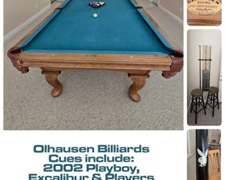 Olhausen made in USA Billiards Table 30th.Anniversary with cover, balls and accessories. Pre-sale available $1,000 call owner at 352-538-0559.