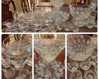 Crystal & glass - 3 punch bowl sets