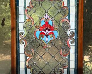 Large framed acrylic Tiffany style window pane