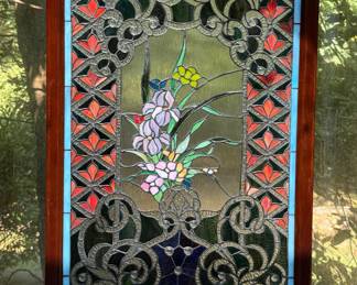 Large framed acrylic Tiffany style window pane