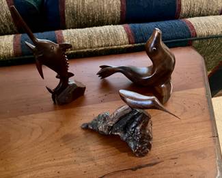 Carved wooden animals