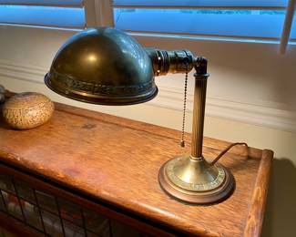 Early 20th c brass desk lamp