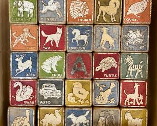 Vintage wooden animal blocks