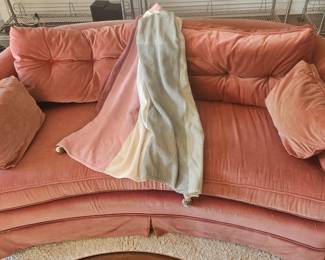 Blush Velvet Curved Sofa