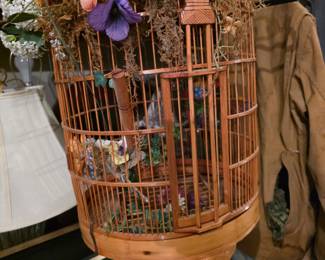 Antique, wood bird cage