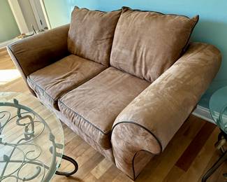 Microfiber Loveseat with Leather Trim