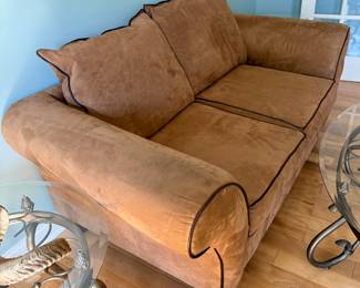 Microfiber Loveseat with Leather Trim