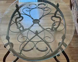 Coffee Table of Glass and Wrought Iron