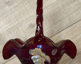 Red Ruby Amberina Glass Fenton Basket