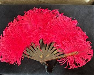 Vintage Austrian Pink Feather Fan