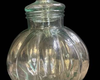 Vintage Green Glass Apothecary Jar LARGE 14 Tall