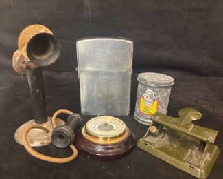 Giant Lighter Antique Phone Chief Metal Can And More