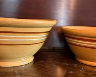 Vintage Yellow Ware DoughMixing Bowls