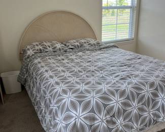 Beautiful white wash headboard with mattresses. Double bed. 200.00