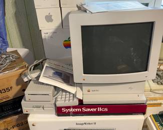 Vintage 1980’s Apple IIGS Woz edition with imagerwriter II, 4 boxes of ink, system saver, Supersonic stereo card, 3.5” and 5.25” floppy drives, manuals and some of the original boxes