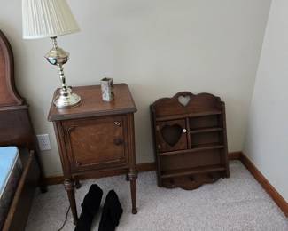 Humidor Stand; Lamp; Pine Wall Shelf