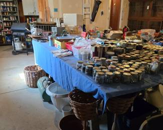 Garage filled with Tools & Equipment:  Planters, Baskets; Boxes & Jars filled with Nails, Screws and much more!!
