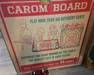 Carom Board with Original Box & Pieces by Merdel
