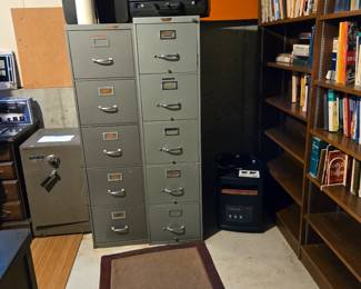 Diebold Floor Safe; Samsonite Briefcase with Key; EdinPURE Heater with Remote; Two 4-Drawer Metal File Cabinets 
