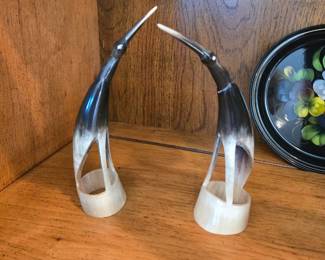 Carved Horns "Cranes"