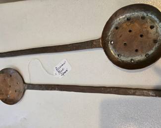Large Copper Slotted Spoons