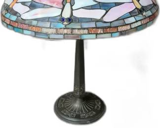 Tiffany-style Dragonfly Stained Glass Table Lamp- 25” Tall


