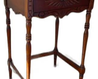 Wooden Side Table with Carved Details - H29” x W19” x D16”



