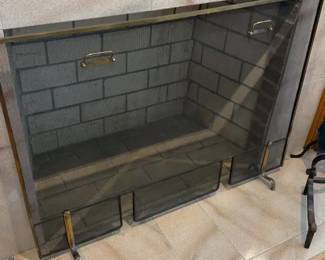 Vintage Brass Fireplace Screen

