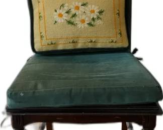 Cane Back Chair with Needlepoint Pillow


