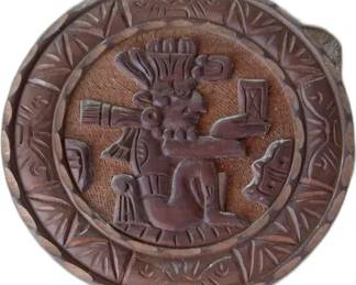 Vintage Hand-Carved Wooden Guatemalan Decorative Plate

