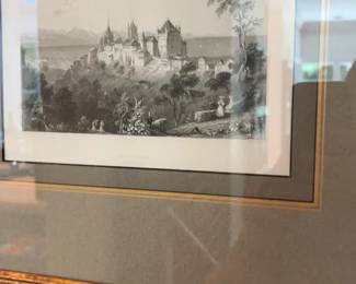 Framed Antique Landscape Print

