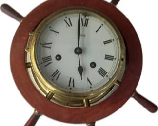 Antique Schatz Ships Wheel Porthole Style Clock


