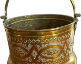 Vintage Brass Arabic Middle Eastern Primitive Metalware Pot Planter

