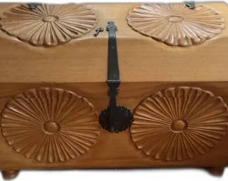 Vintage Wooden Chest with Floral Carvings - W30” x H19 1/2” x D30” - Made in Guatemala



