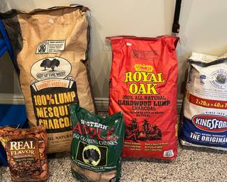 Assortment of hickory wood and pellets for grilling!