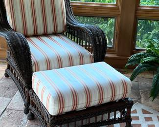 Beautiful rattan chair and ottoman in great condition!